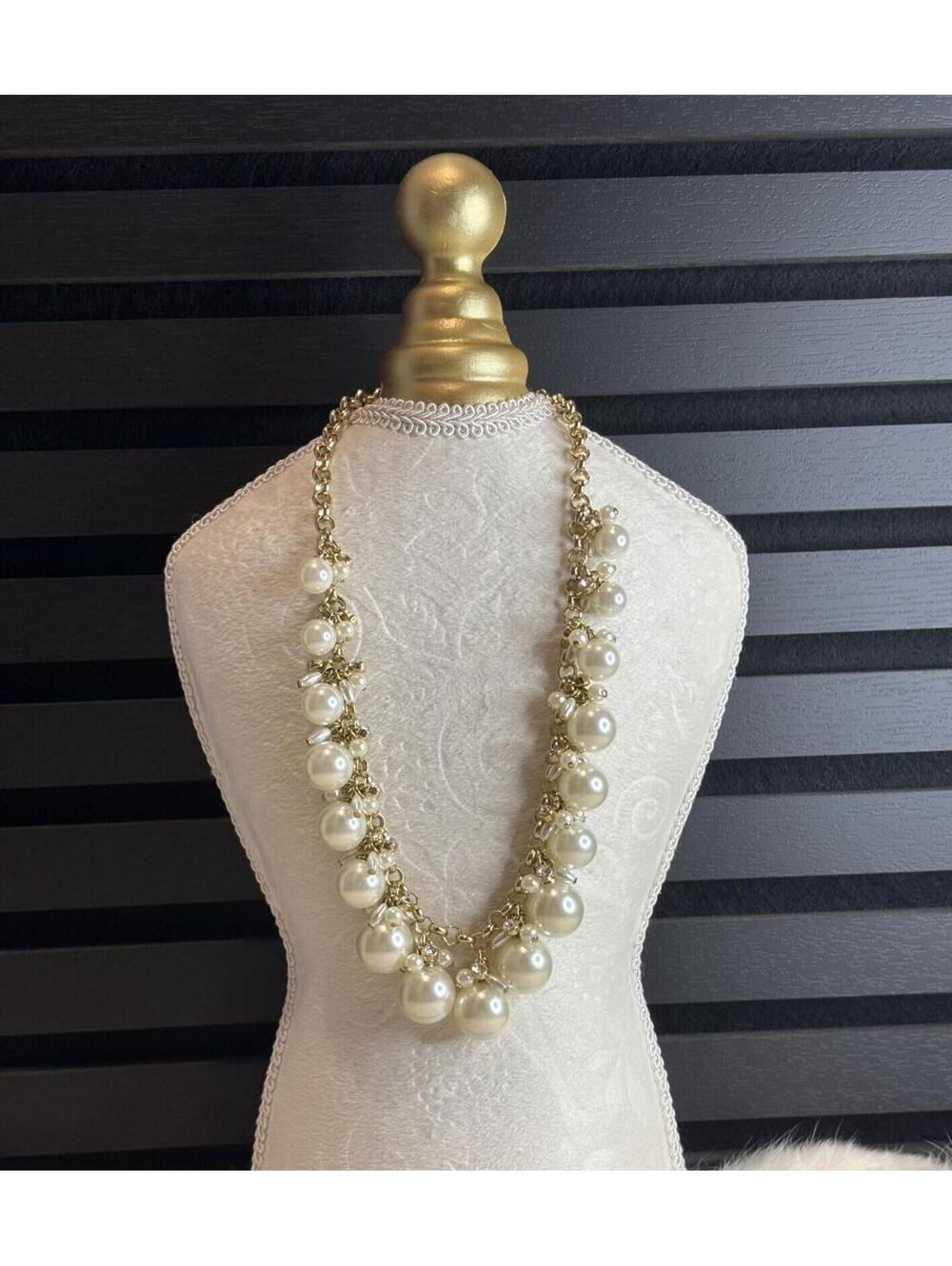 Gold Chain Necklace with Large Pearl Beads